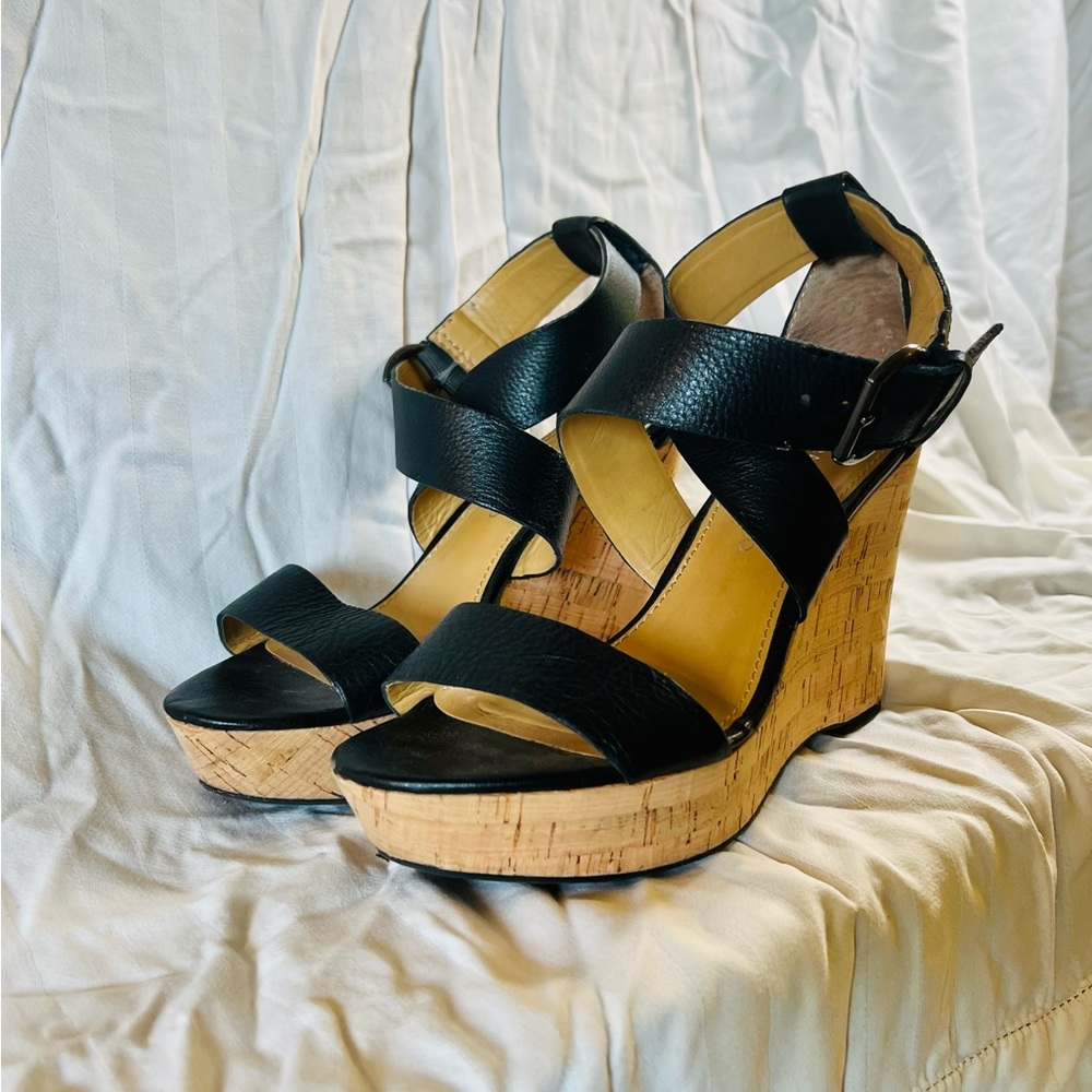 Pre-worn Franco Sarto Crisscross Black Wedge